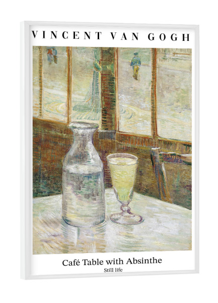 Poster mit weißem Rahmen "Café Tisch mit Absinth" artboxONE - Typografie,Abstrakt,Essen & Trinken / Alkohol