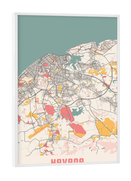 Poster mit weißem Rahmen "Havanna Stadt" artboxONE - Städte / Weitere,Kartografie