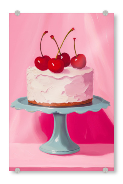 Acrylglasbild "Pinke Kirschtorte" artboxONE - Abstrakt,Essen & Trinken / Obst & Gemüse