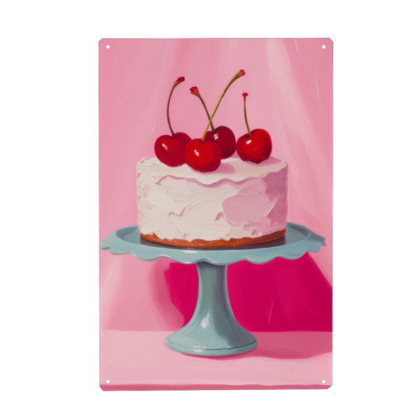 Metall Poster "Pinke Kirschtorte" artboxONE - Abstrakt,Essen & Trinken / Obst & Gemüse