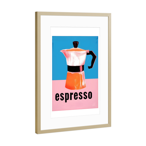 Poster mit Rahmen Gold "Mokka Caffe-Maker" artboxONE - Typografie,Essen & Trinken,Liebe