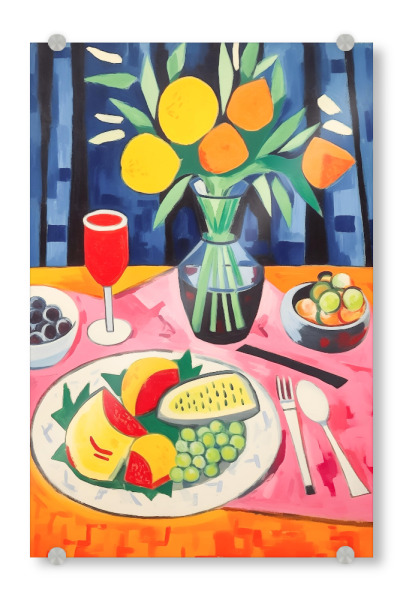 Acrylglasbild "Gedeckter Tisch" artboxONE - Abstrakt,Essen & Trinken / Alkohol,Essen & Trinken / Obst & Gemüse