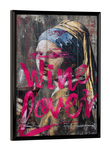 Poster mit schwarzem Rahmen "Weinliebhaber x Vermeer" artboxONE - Streetart