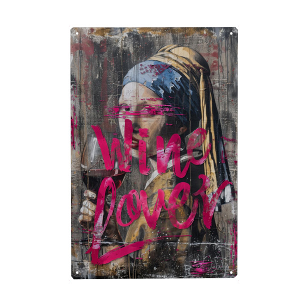 Metall Poster "Weinliebhaber x Vermeer" artboxONE - Streetart