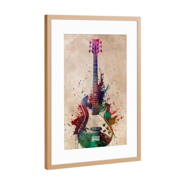 Poster mit Rahmen Kupfer "Gitarrenmusikinstrumentenkunst A" artboxONE - Musik - Gitarre,Gitarren,Musik,Ton,Instrument,Musikinstrument,Grafik