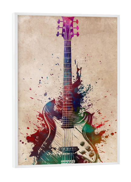 Poster mit weißem Rahmen "Gitarrenmusikinstrumentenkunst A" artboxONE - Musik - Gitarre,Gitarren,Musik,Ton,Instrument,Musikinstrument,Grafik