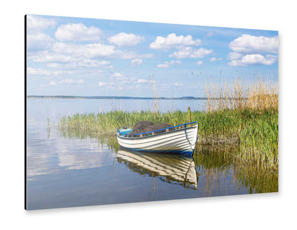 Alu-Dibond "Fischerboot am Achterwasser" 30x20 cm artboxONE