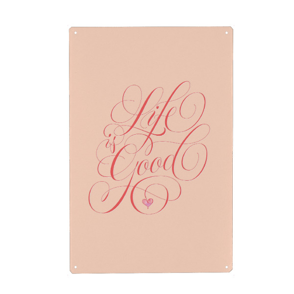 Holzbild "Das Leben ist schön Typo" artboxONE - Typografie,Liebe
