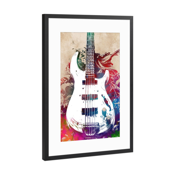Poster mit Rahmen Schwarz (Metallic) "Gitarrenmusikinstrumentenkunst B" artboxONE - Musik