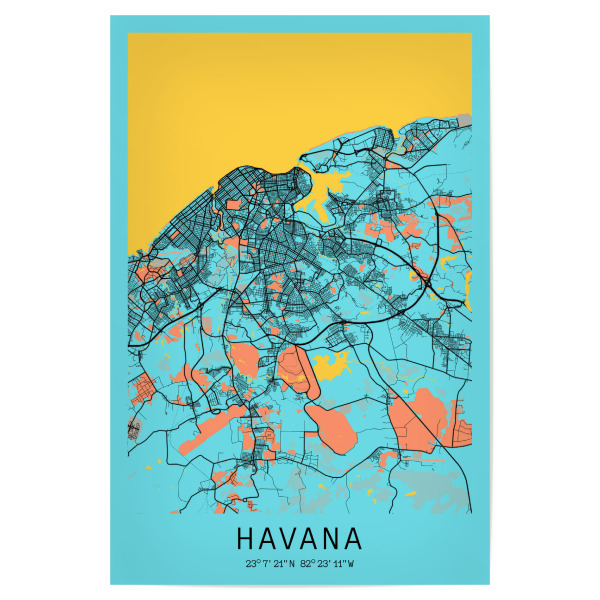 Poster 30x20 cm "Havanna als Stadtplan" artboxONE - Städte / Weitere,Kartografie