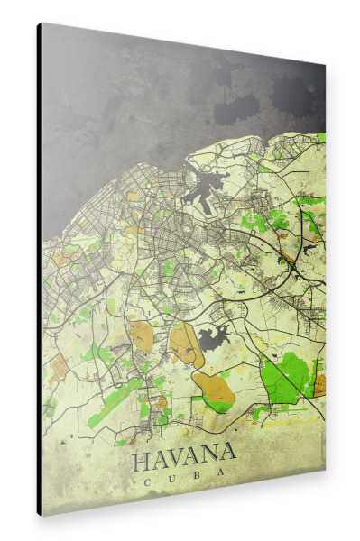Alu-Dibond "Havanna Vintage City Map" 30x20 cm artboxONE