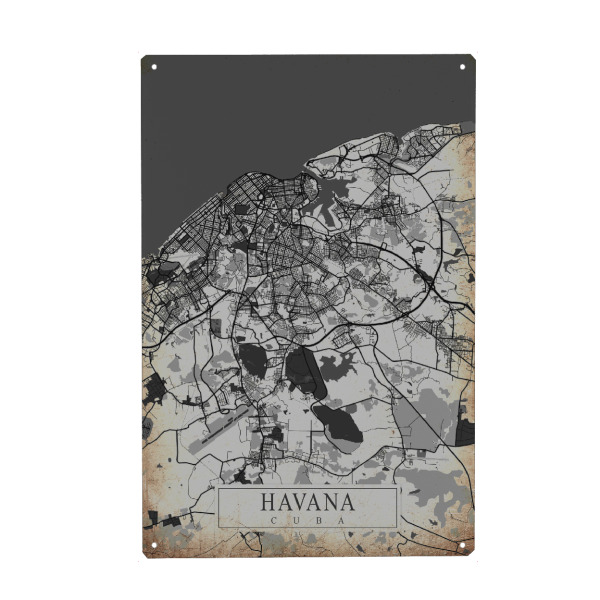 Holzbild "Retro Havanna City" artboxONE - Städte / Weitere,Kartografie