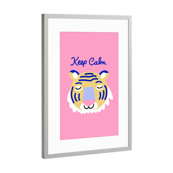 Poster mit Rahmen Silber "Keep Calm Tiger" artboxONE - Für Kinder,Tiere