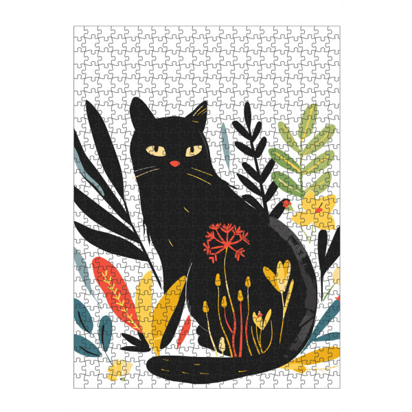 Puzzle Ravensburger "Black cat and colorful flowers" artboxONE - Floral,Abstrakt