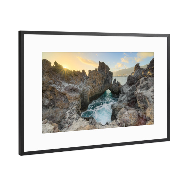 Poster mit Rahmen Schwarz (Metallic) "Teneriffa Charco del Diablo" artboxONE - Natur,Reise,Reise / Strand und Meer