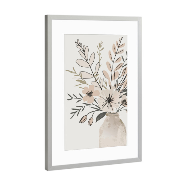 Poster mit Rahmen Silber "Floral Arrangement In A Vase" artboxONE - Floral,Abstrakt