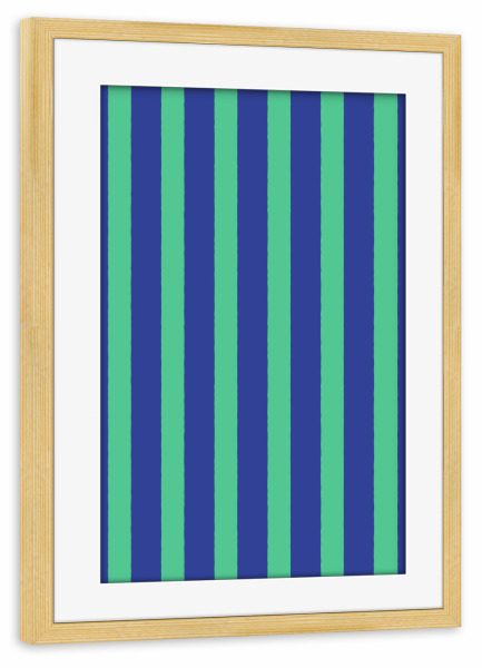 Poster mit Rahmen kiefer "Simple Stripes Pattern Navy" artboxONE - Abstrakt - Blau,Grün,Marineblau,Dunkelblau,Einfach,Linien,Muster,Streifen