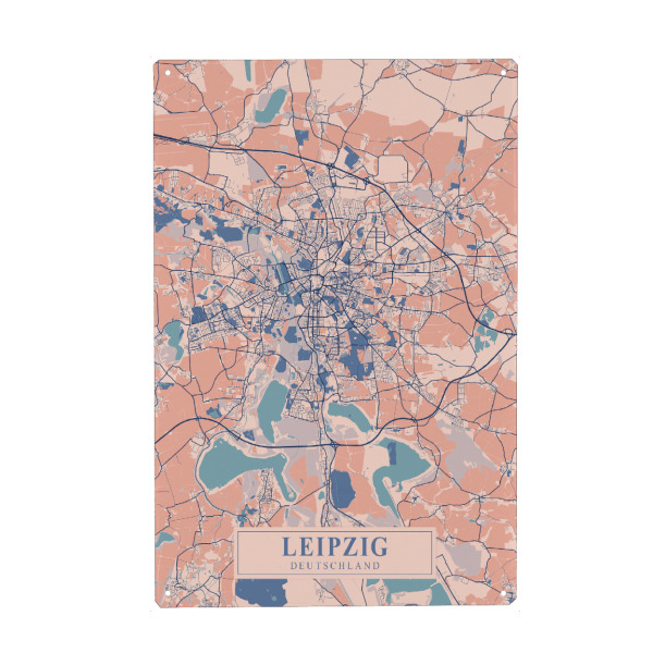 Metall Poster "Leipzig Map" artboxONE - Städte / Weitere,Kartografie