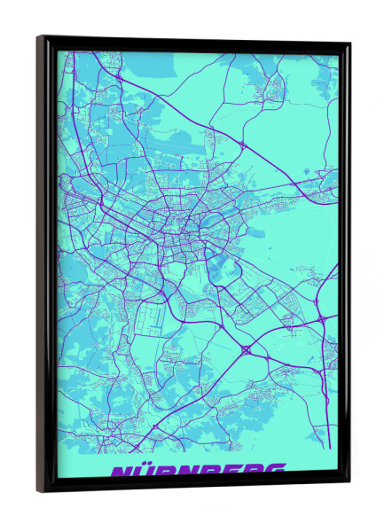 Poster mit schwarzem Rahmen "Nürnberg Bayern" artboxONE - Städte / Weitere,Kartografie