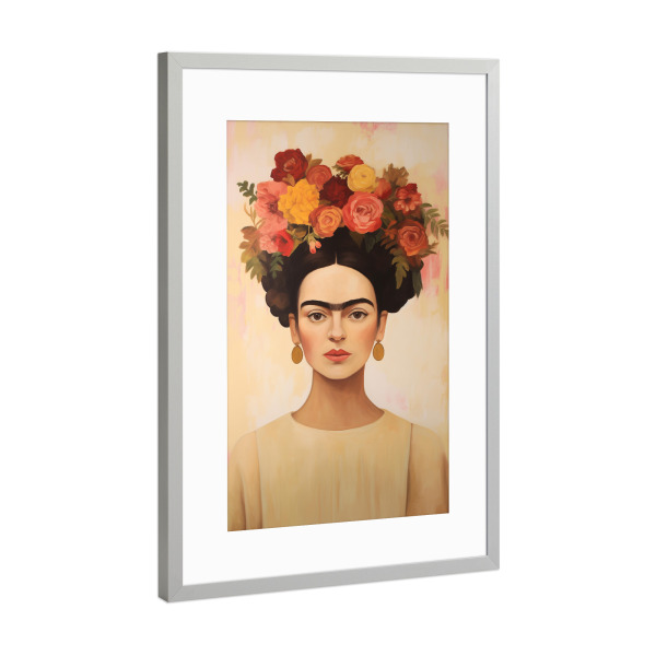 Poster mit Rahmen Silber "Frida sanfte Schönheit" artboxONE - Natur,Floral,Menschen