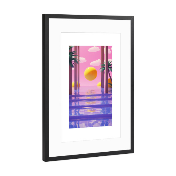 Poster mit Rahmen Schwarz (Metallic) "Malou Studio-Pool Illusion Duo" artboxONE - Reise,Architektur,Arcadia