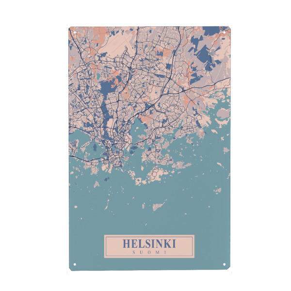 Metall Poster "Helsinki Stadt Map" artboxONE - Städte / Weitere,Kartografie