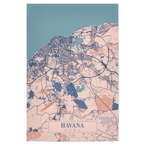 Poster "Havanna Stadt Map" artboxONE - Städte / Weitere,Kartografie