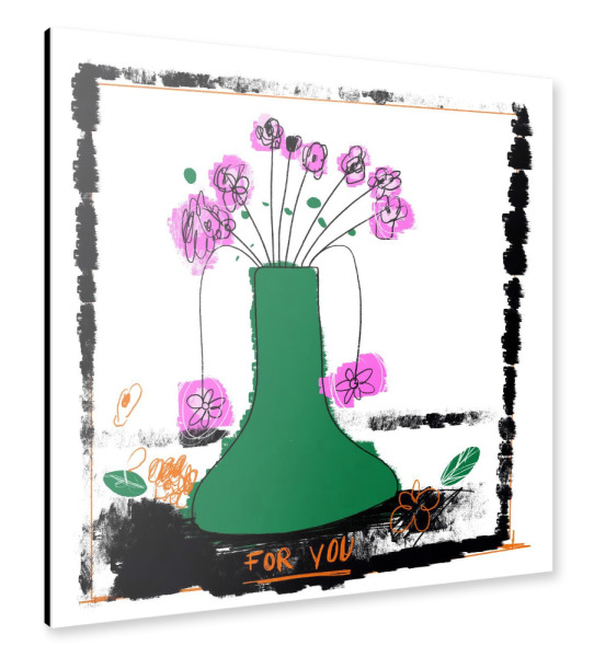 Alu-Dibond "Green abstract flower vase" 30x30 cm artboxONE