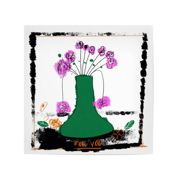 Poster 20x20 cm "Green abstract flower vase" artboxONE - Floral,Abstrakt