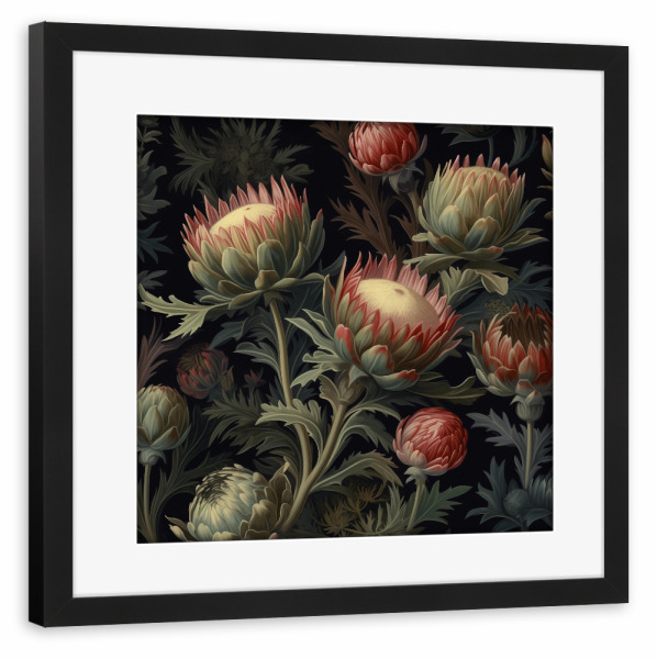 Poster mit Rahmen schwarz "Artischocken knospen" artboxONE - Natur,Floral,Essen & Trinken / Obst & Gemüse