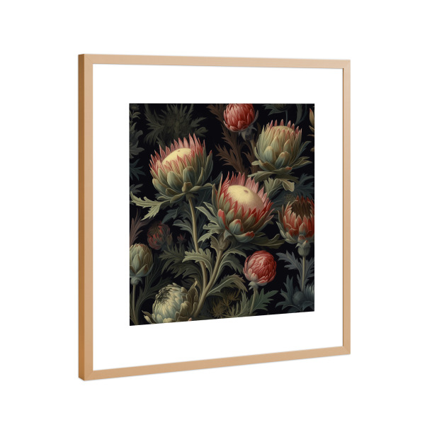 Poster mit Rahmen Kupfer "Artischocken knospen" artboxONE - Natur,Floral,Essen & Trinken / Obst & Gemüse