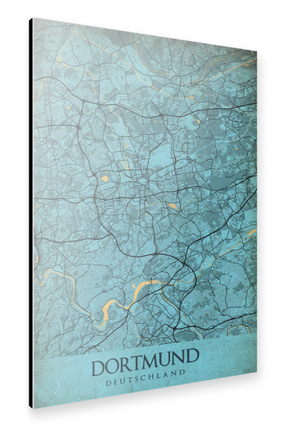 Alu-Dibond "Dortmund Vintage Karte" 30x20 cm artboxONE