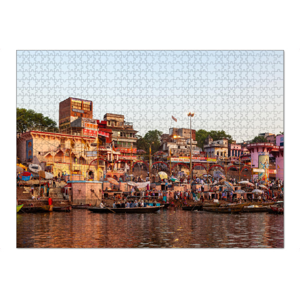 Puzzle Ravensburger "Tempel von Varanasi am Ganges" artboxONE - Architektur,Reise / Asien