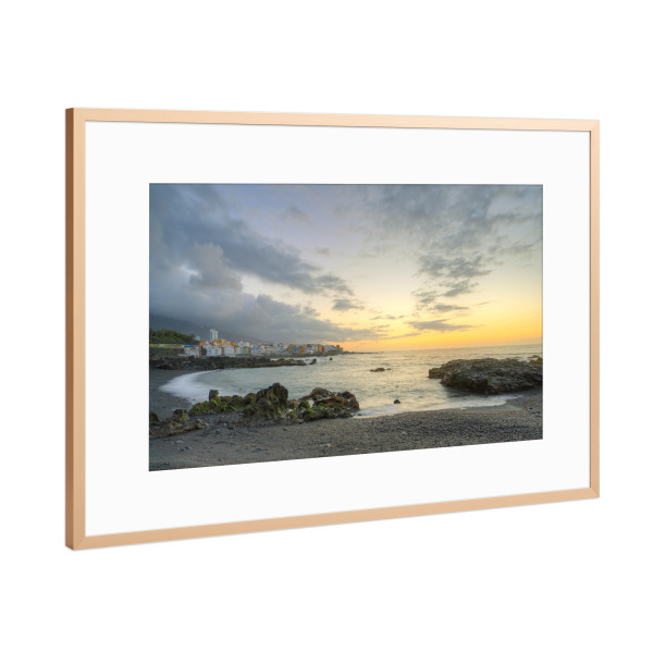 Poster mit Rahmen Kupfer "Playa Jardin in Puerto de la Cruz" artboxONE - Natur,Reise,Reise / Strand und Meer