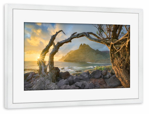 Poster mit Rahmen weiß "Punta del Hidalgo Teneriffa" artboxONE - Natur,Reise,Reise / Länder