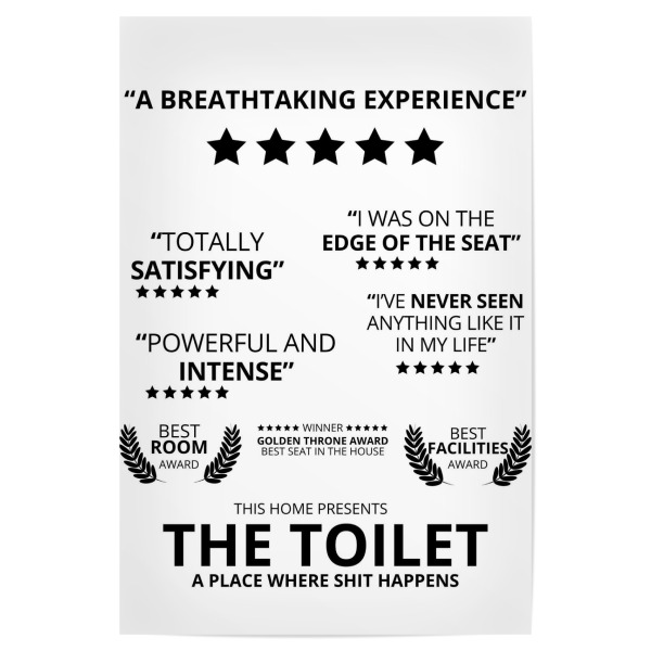 Poster 30x20 cm "5 Star Bathroom Reviews" artboxONE - Schwarzweiß,Lustig