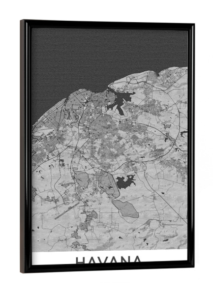Poster mit schwarzem Rahmen "Havanna Bleistift Map" artboxONE - Schwarzweiß,Städte / Weitere,Kartografie