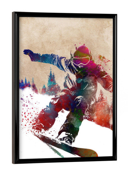 Poster mit schwarzem Rahmen "Snowboarder Sportart B" artboxONE - Sport,Sport / Motivation