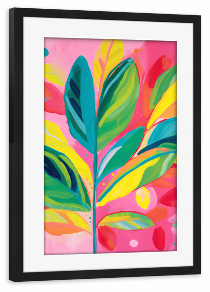 Poster mit Rahmen schwarz "Bunte Pflanzenpracht" artboxONE - Natur,Floral,Abstrakt