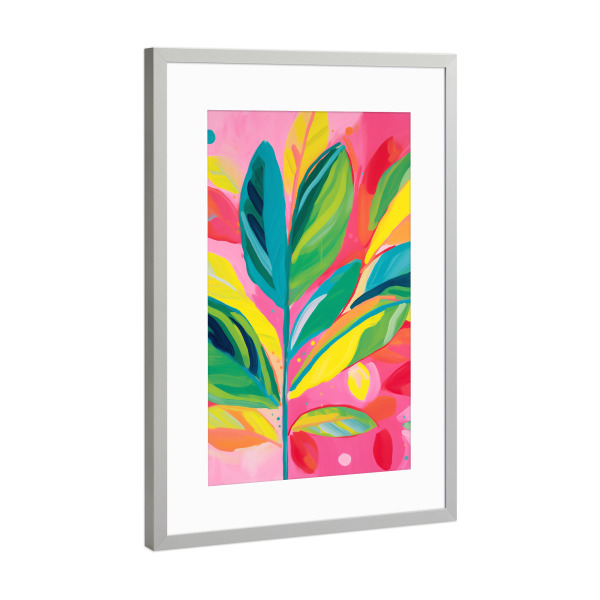 Poster mit Rahmen Silber "Bunte Pflanzenpracht" artboxONE - Natur,Floral,Abstrakt
