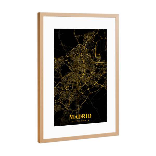 Poster mit Rahmen Kupfer "Madrid als Stadtplan" artboxONE - Städte / Weitere,Kartografie