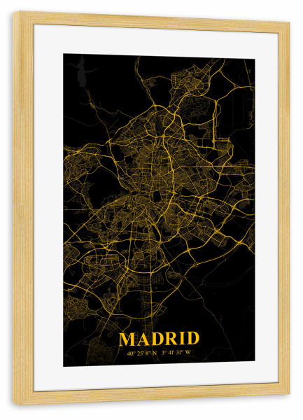 Poster mit Rahmen kiefer "Madrid als Stadtplan" artboxONE - Städte / Weitere,Kartografie