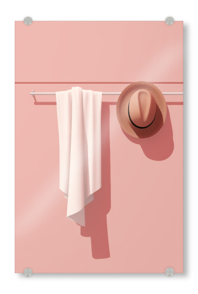 Acrylglasbild "Hut und Handtuch" artboxONE - Reise,Reise / Strand und Meer