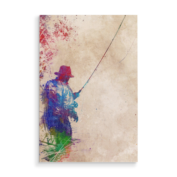 Holzbild "Angelsport Kunst C" artboxONE - Sport,Sport / Sommerspiele - Angeln,Fischer,Sport,Fisch,Grafik