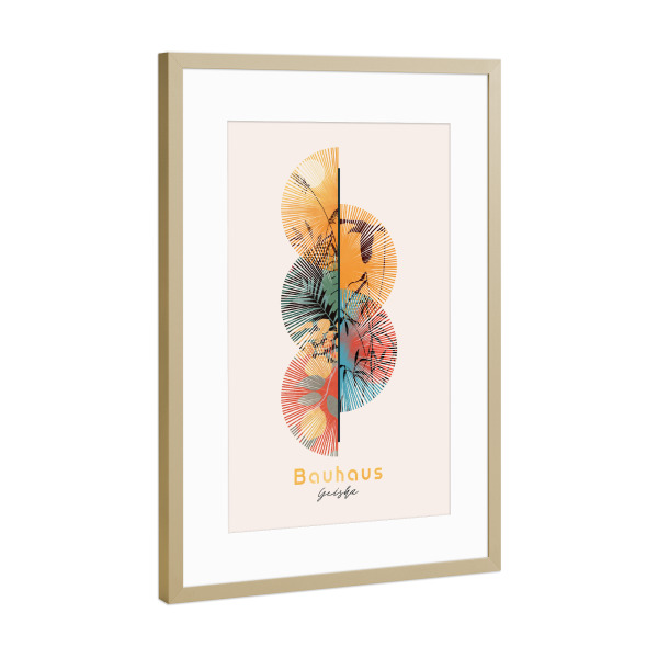 Poster mit Rahmen Gold "Bauhaus - Geisha" artboxONE - Natur,Abstrakt,Geometrie
