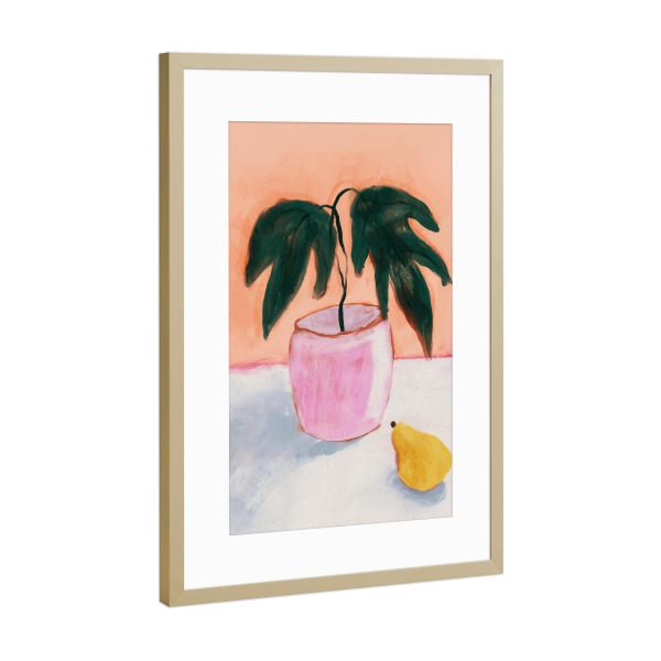 Poster mit Rahmen Gold "Pflanze Und Birne" artboxONE - Floral,Abstrakt,Für Mama