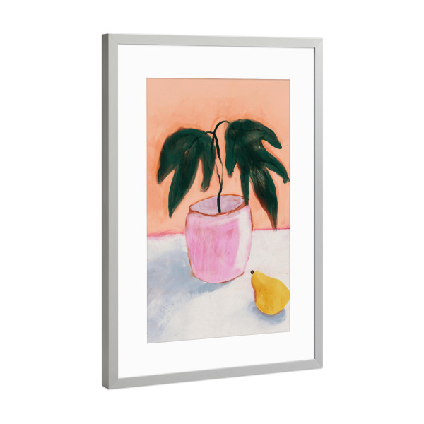 Poster mit Rahmen Silber "Pflanze Und Birne" artboxONE - Floral,Abstrakt,Für Mama