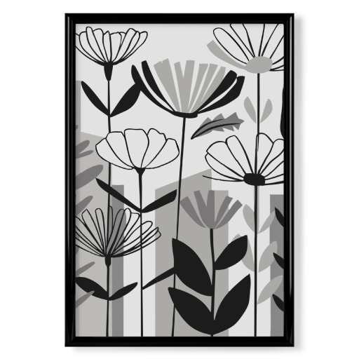 Black and white flowers minimalist