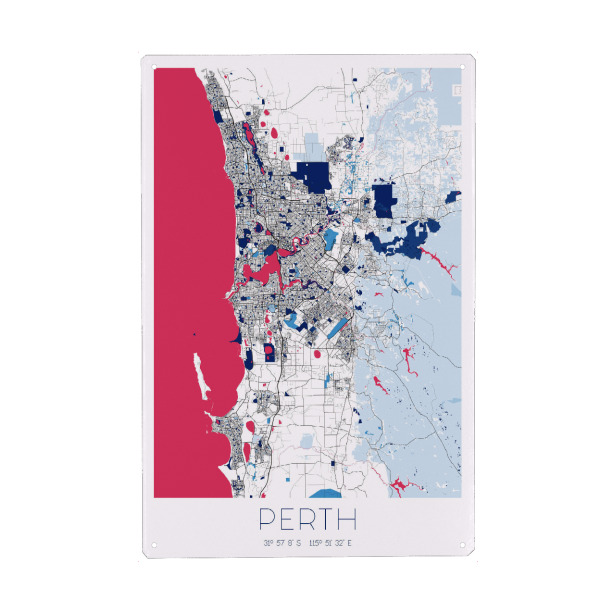 Holzbild "Stadt Perth" artboxONE - Städte / Weitere,Kartografie