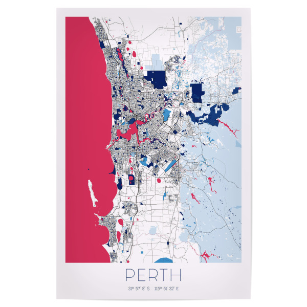 Poster 30x20 cm "Stadt Perth" artboxONE - Städte / Weitere,Kartografie